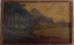 ALOYSIO ZALUAR. "Santa magia", óleo sobre tela assinado e datado no c.i.d., medindo 23 x 38 cm sem moldura e 26 x 41 cm com moldura.
