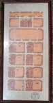 Calendário Asteca, pintura em papel artesanal, com carimbo do certificado Cecijema Chichen IT 2A, medindo 59 x 29 cm (emoldurado com vidro).