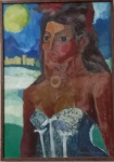 ALOYSIO ZALUAR. "Figura feminina e paisagem do Rio", óleo sobre madeira medindo 54 x 38 cm sem moldura e 56 x 40 com moldura. Assinado e datado no verso e c.i.d., 66.