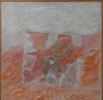"Carta", óleo sobre tela medindo 50 x 50 cm sem moldura e 52 x 52 cm com moldura. Assinado, datado e intitulado no verso, 86. Assinatura ilegível.
