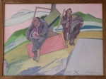 ALOYSIO ZALUAR. "Músicos", óleo sobre tela medindo 55 x 75 cm. Assinado no c.i.d., Rio de areia, 83.
