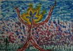 AMELIA ZALUAR. Desenho representando árvore, medindo 30 x 42 cm sem moldura, assinado e datado no verso, 27/2/97.