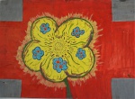 "Flor amarela", óleo sobre papel, medindo 24 x 33 cm sem moldura.