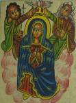 Coroação de Nossa Senhora, técnica mista sobre cartão, medindo 20 x 15 cm.