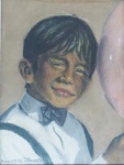 ALOYSIO ZALUAR. "Retrato de Menino", desenho à lápis s/cartão, 35 x 26 cm.  Este desenho foi feito antes de freguentar a Escola de BVelas Artes. Emoldurado com vidro, 46 x 39 cm.