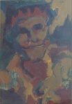 ALOYSIO ZALUAR. "Retrato de Homem", pintura vinílica s/cartão, 49 x 32 cm. Assinado, datado mo verso, . Emoldurado com vidro, 55 x 71 cm.