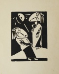 LASAR SEGAL. Xilogravura "2 Figuras", sem assinatura, medindo 35 x 27 cm s/ moldura. Ex coleção do artista Sorensen.