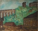 ELIANA FRANCO. "Arcos da Lapa", óleo s/ tela, assinado no CID, medindo 46 x 55 cm. No estado, apresentando descascados na tela.