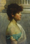 HENRIQUE BERNARDELLI (1858 - 1936). "Retrato de Mulher", óleo s/tela, 65 x 45 cm. Assinado e localizado, CID, Roma. Sem moldura.