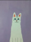 ANELISE CALAZANS. "Gato Branco, Fundo Lilás", acrílico s/tela,40 x 30 cm. Assinado. Sem moldura.