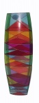 Vaso de vidro Murano, multicolorido com formatos geométricos.  Alt. 22 cm.