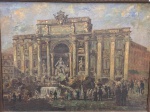 HERO TARAVISO.  " Fontana di Trevi" , óleo sobre tela, assinado no C.I.E e verso, medindo 52 x 69 cm, c/ moldura  66 x 83 cm.