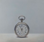 EDUARDO FIEL." THIS IS NOT A CLOCK", óleo s/tela, 77 x 82 cm. total. Assinado cid e verso, datado 2008. ( 01800)