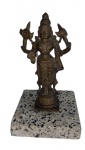 Escultura em bronze representando Deusa Indiana com base em granito cinza.  Alt. 15 cm.
