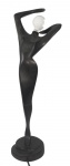 Luminária em resina pintada de preto representando Figura Feminina. Alt. 80 cm. No estado ( não testado).