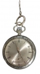 Relógio de bolso com figura de Cristo, inscrições "Vigilante Guia Nescites Diem " em prata (não testado).