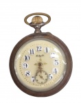 Relógio de bolso EL AGUILA, mostrador esmaltado com dourado. Diâm. 5 cm. No estado (não testado).
