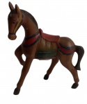 Escultura em madeira policromada representando Cavalo. Medidas 20 x 14 cm.