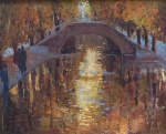 ROSA MARIA CORREA CAMARGO - Canal Saint Martin, Paris, 1954, óleo sobre tela medindo 65 x 81 cm sem moldura e 95  x 111 cm com moldura. Datado no c.i.d.