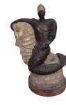 ARTE POPULAR. CAMASI GUIMARÃES. "Logunedé". Escultura em resina de poliester policromado representando OGUM BEIRA - MAR ... Assinado. Alt. 20 cm.