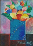 Aldemir Martins - "Vaso de flores", óleo sobre tela, assinado frente e verso, datado de 1989. Medidas, tela 22 x 16 cm, moldura 45 x 39 cm.