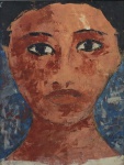 JOSE PAULO MOREIRA DA FONSECA. "Figura feminina", óleo s/eucatex, 26 x 21 cm.  Assinado e datado no CID, 62. Emoldurado, 60 x 53 cm.
