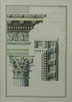 Reprodução de gravura. "Colunas gregas", marca TAV XXV no CID, 560 x 36 cm. Emoldurada com vidro, 76 x 51 cm.
