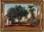 M. SIMONARDI. "Paisagem do Jardim Botânico", óleo s/tela, 28 x 40 cm. Assinado no CIE e datado no CID. Emoldurado, 35 x 47 cm.