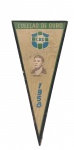 COLECIONISMO. Flâmula "Coleção de Ouro" da CBD da Copa Mundial de 1958 com estampa da face do jogador BELLINI autografada ( H. Luiz Bellini). (Bom estado) . Alt. 30 cm.