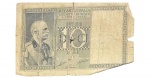 Cédula italiana, Regno D"Italia de 1939, 10 Lire. Cédula no estado, amarelada, manchas de tempo e rasgada.