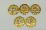 5 medalhas comemorativas, em homenagem aos 80 anos do clássico desenho Tom & Jerry