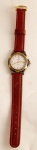 Relógio de pulso masculino, Jacques Edho - Paris France Men's Watch Runs, caixa metal  dourado em prateado med 32 mm, pulseira em couro marrom fivela dourada ( máquina no estado não verificada)