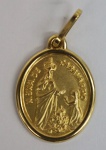 Medalha em ouro amarelo, contrastado 18k, representando Nossa senhora do Caravaggio, peso 1.18 g, medida aproximada 18mm.