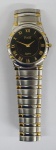 Relógio de pulso, Piaget - Sapphire, caixa aproximadamente 32 mm, caixa e pulseira em aço com detalhes dourados, fundo preto. Máquina não testada