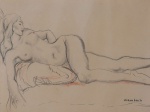 GEORGES WAMBACK."Nú feminino", desenho a crayon s/papel, 24 x 32 cm. Assinado cid. Emoldurado com vidro, 40 x 39 cm.(05524)