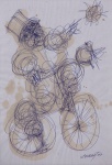 ALEXANDRE RAPOPORT ." O Ciclista", técnica mista, 28 x 19 cm. Assinado cid. e datado. Emoldurado com vidro, 52 x 46 cm. (02362)