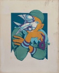 SAMI MATTAR. "Pierrot", gravura, 58 x 47 cm. ( no estado) . Sem assinatura. Sem moldura.