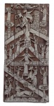 ROMILDO DE ANDRADE .  Talha em madeira de demolição esculpida  representando Cena Bíblica, 112 x 52 cm. Sem assinatura. HORACIO ARREMATOU POR 420
