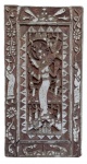 ROMILDO DE ANDRADE .  Talha em madeira de demolição esculpida  representando Cena Bíblica, 99 x 51 cm. Assinada.HORACIO ARREMATOU POR 320,00