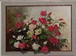 ROSSANO . "Natureza Morta com Flores", óleo s/tela, 60 x 80 cm. Assinado no CID. Emoldurado, 81 x 101 cm.