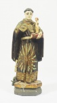 Imagem de Santo Antônio com Menino Jesus  em madeira policromada e dourada. No estado ( falta uma mão ). Alt. 28 cm.
