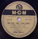 ODETTE- THE LAST TIME I SAW PARIS, LP de vinil, ano de lançamento 1954, NÃO acompanha encarte, DISCO RACHADO, não testado.
