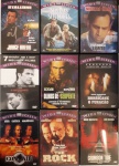 Lote contendo 9 DVDs com filmes de ação - coleção Wide Screen, sendo 5 títulos em português e quatro em inglês, embalagens originais, discos não testados.