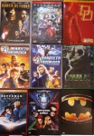 Lote contendo 9 DVDs com Filmes de Ação dos universos Marvel e DC Comics. Embalagens originais, discos não testados.