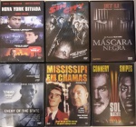 Lote contendo 6 DVDs de filmes de ação, sendo 5 em idioma português e um em idioma inglês. Embalagens originais, discos não testados.