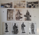 Lote contendo 10 cartões postais, sendo 4 fotografias de pontos turísticos da cidade de Ouro Preto e 6 fotografias de Congonhas do Campo representando obras do artista Aleijadinho.