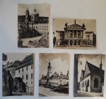 Lote contendo 5 cartões postais com fotografias em preto e branco da cidade de Praga.