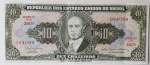 UM CENTAVO (Sobreimpressão em cédula de 10 Cruzeiros). Papel moeda excepcionalmente bem conservado.