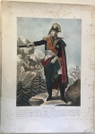 Gravura francesa, colorida - uniformes napoleônicos- Macdonald. Dimensões: 58 x 42,5 cm. No estado: papel com manchas escurecidas.