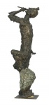 MARIO AGOSTINELLI (Arequipa, Perú , 1915 - Rio de Janeiro, RJ, 2000) . "Fauno". Escultura em bronze com aplicações, pedra semi preciosa na cor verde,  106 x 33 x 33 cm. Acompanha base em aço  inoxidável, 89 x 35 x 35 cm. Alt. total 195 cm.